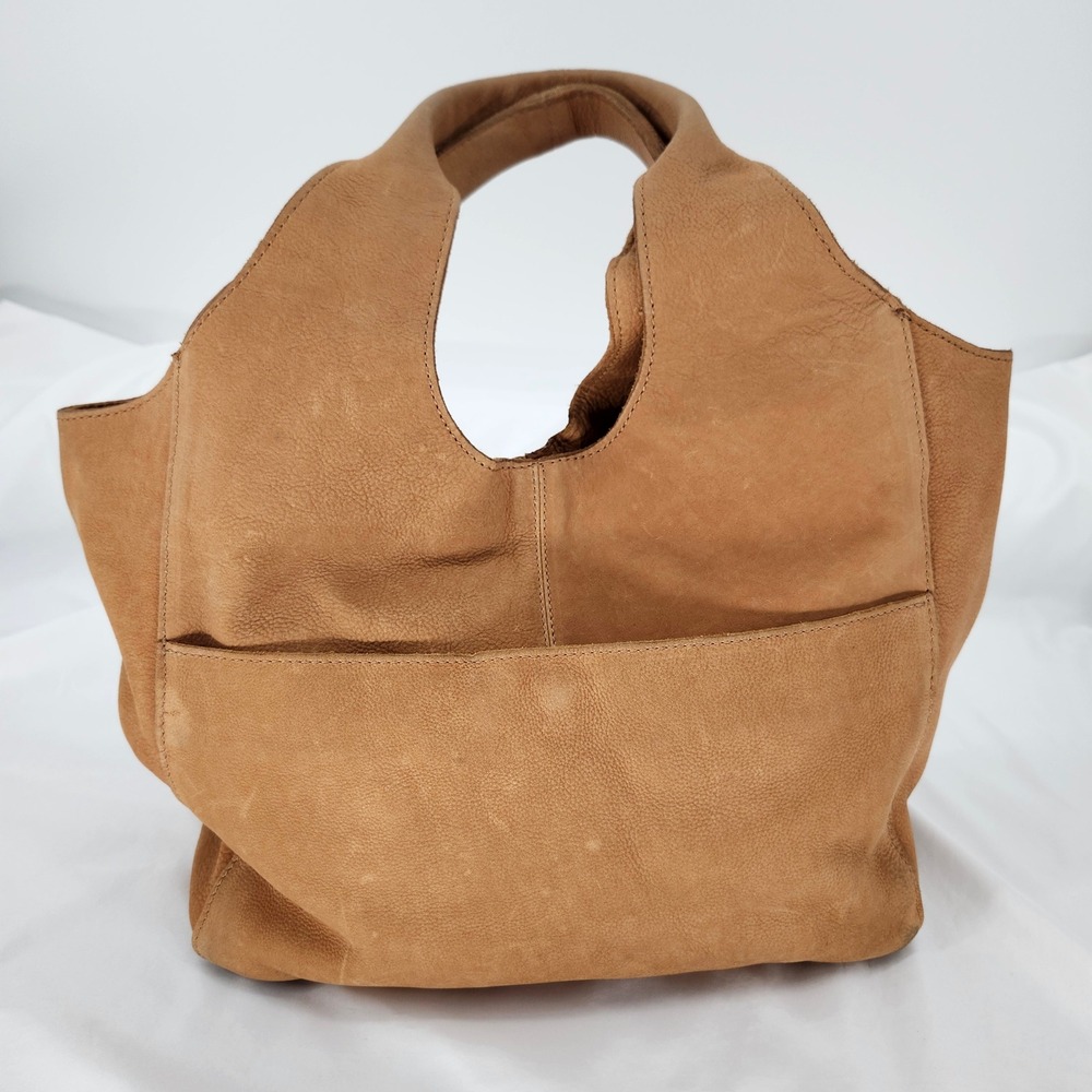 Boho Slouchy Hobo Satchel Leather Tote Large Tan Western Relaxed Shoulder Bag - Picture 2 of 5
